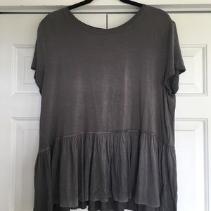 Mossimo, loose fitting ruffle, grey top